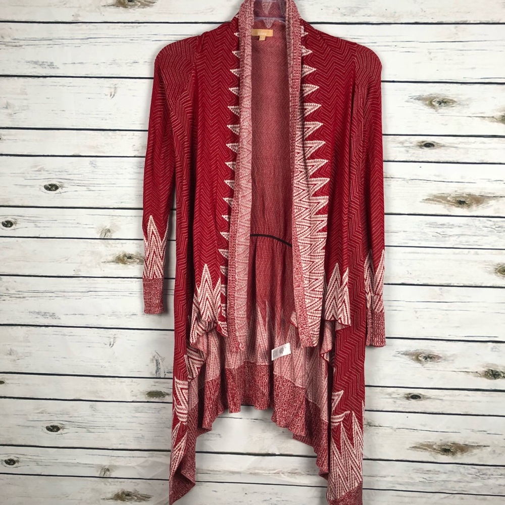 Takara small extra soft red white cardigan sweater